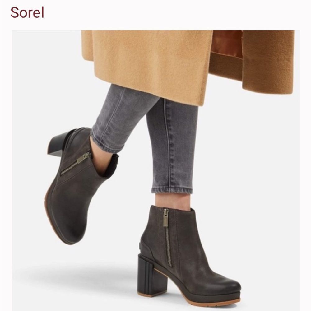 Sorel Blake waterproof leather ankle block heel bootie size 5  new